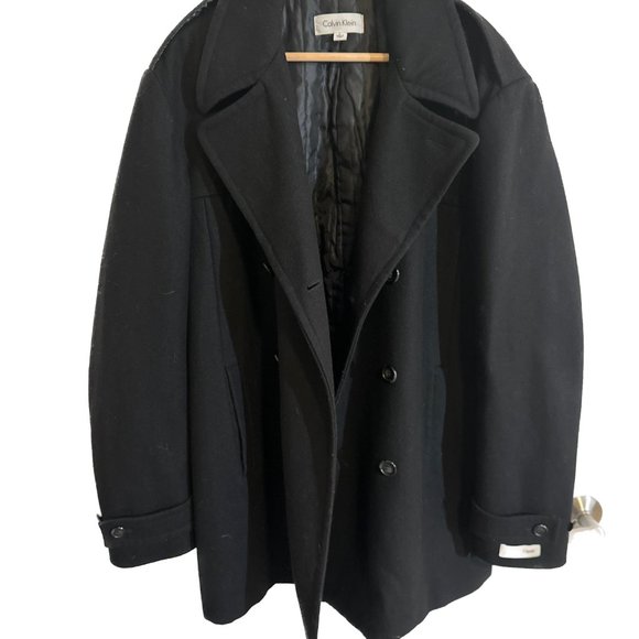 Men's CALVIN KLEINWool BlendPeacoatBlackSize - L